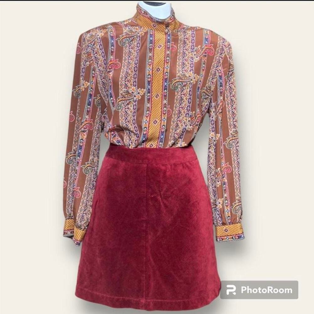 VTG Peters and Ashley Liquid Silk Mock Neck Button Up Womens size 12